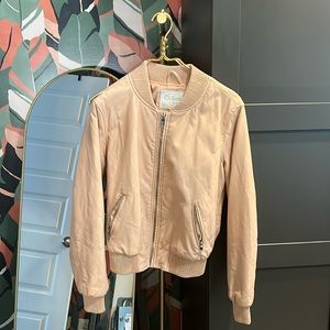 Vegan Leather Rose Bomber Jacket